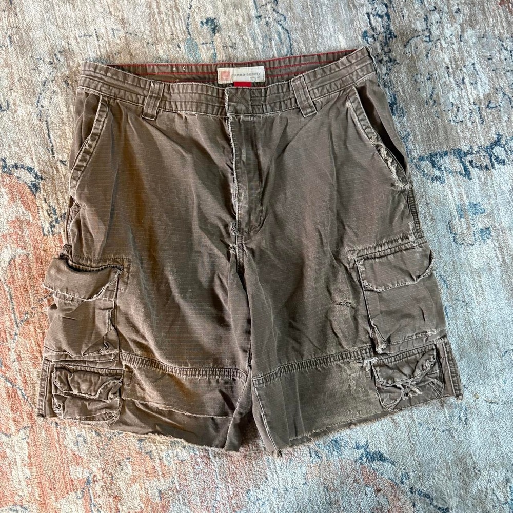 Mossimo Cargo Supply Mens Brown Ripstop Cargo Shorts Y2K Baggy Grunge Size 34